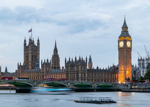 Long exposure of the Houses of Parliament over Westminster Bridge & River Thames in London, England. Taken on the 16th August 2026