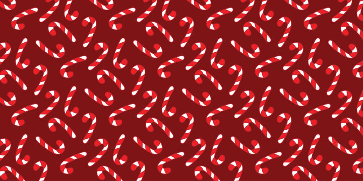 Festive red christmas candy cane seamless pattern