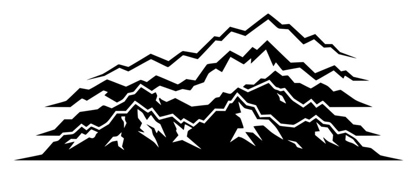 Mountain range silhouette vector&hellip; set with simple line art design featuring simple design, minimalist, black and white with illustrations and graphics