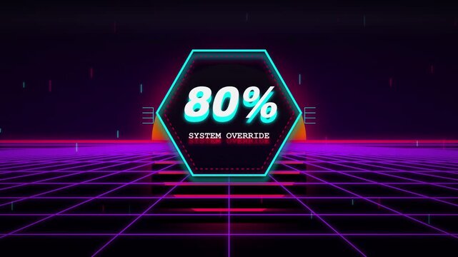Neon Cyberpunk Discount Offer With Glowing Eighty Percent Sign.