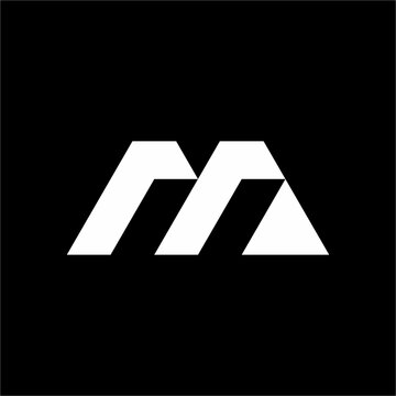 Modern slanted abstract letter M logo with parallel dynamic diagonal cuts. Elegant and unique for speed logistics, tech, or digital media agencies.