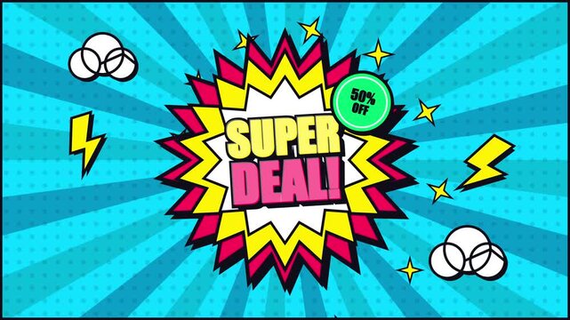 Amazing Super Deal Offer With Comic Book Style.