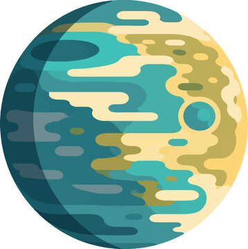 exoplanet side profile facing right, complete motif, astronomical vector illustration