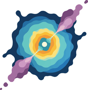 planetary nebula three-quarter view, complete motif, astronomical vector illustration