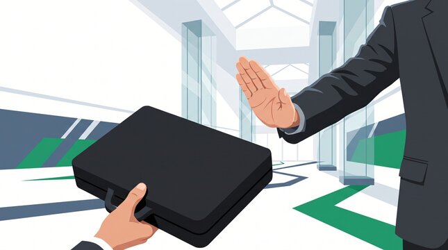 Anti Corruption Bribery Prevention Corporate Integrity Policy Oversight and Ethical Business Transparency Practice by Legal Officer Rejecting Illicit Transaction Modern Flat Vector Illustration