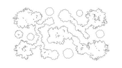Fototapeta premium Vector tree top view isolated on white background for landscape plan and architecture layout drawing.