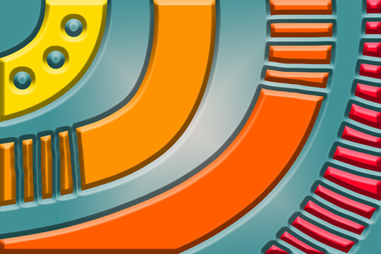 Orange and Teal Metallic Sci-Fi Tech Interface Background