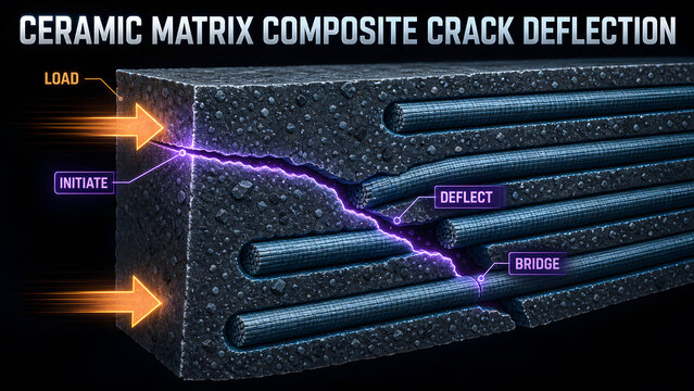 Ceramic Matrix Composite Crack Deflection Process Infographic