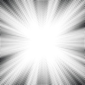 Halftone texture dot radial background, cartoon comic retro pop art dot border, halftone shadow