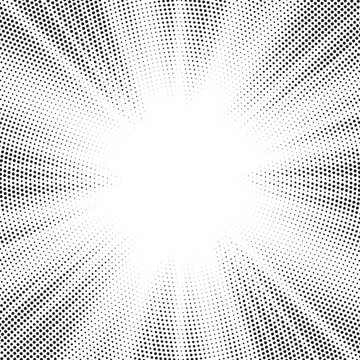 Halftone texture dot radial background, cartoon comic retro pop art dot border, halftone shadow