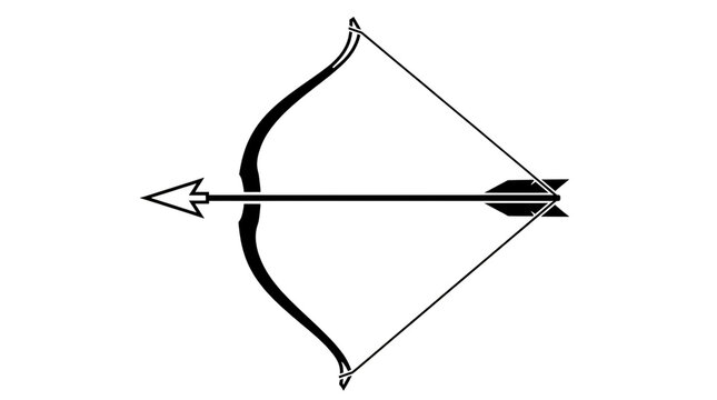 Archery equipment icons set. Bow and arrow illustrations. Hunting and sport symbols. Black and white line vector graphics minimalist collection isolated on white background for logo design