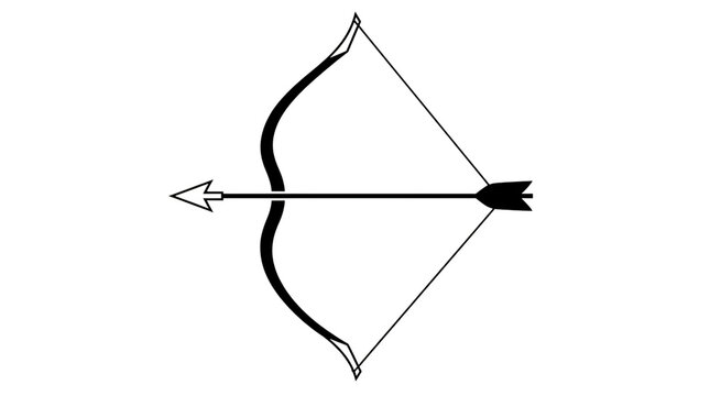Minimalist Bow and Arrow Line Icons, Simple Archery Set, Hunting or Target Symbol, Isolated Vector Illustration on White Background