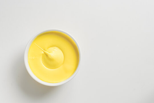 Overhead view of smooth and creamy margarine with copy space.
