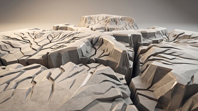 Frozen cracked ground with bare trees in winter landscape