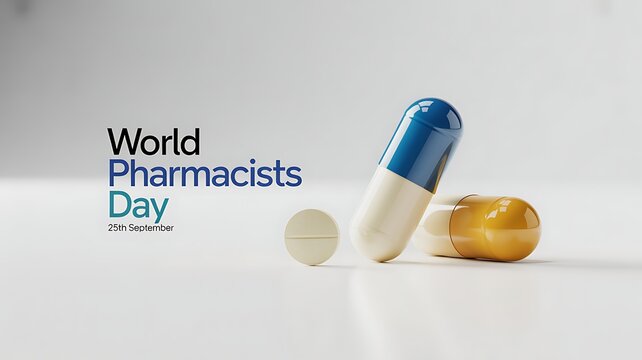 World pharmacists day medical pills and capsules concept