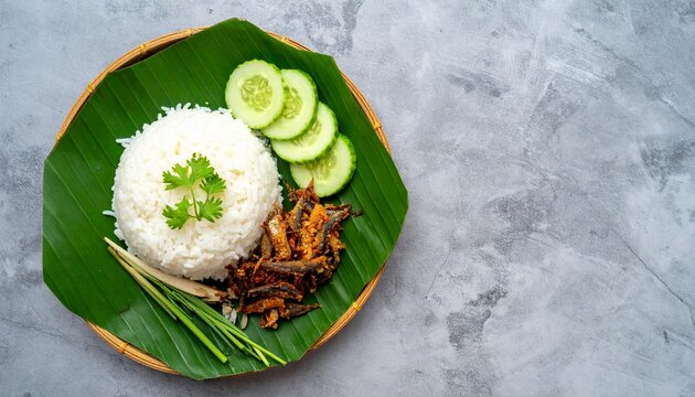 Delicious Fried Noodles with Mixed Vegetables on a Tropical Banana Leaf