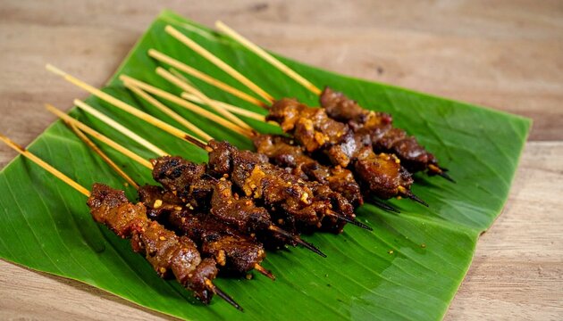 Crispy Fried Chicken Pieces Served on a Green Banana Leaf Background