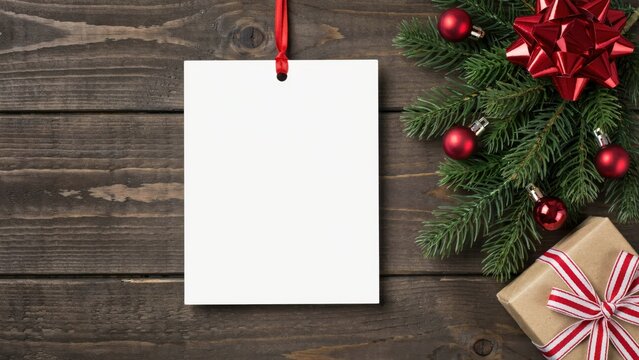 Christmas card with blank space and festive decorations