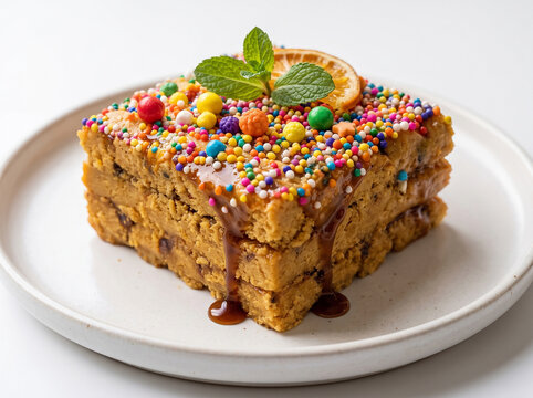 Peruvian Turr&oacute;n de Do&ntilde;a Pepa on White Background, Traditional October Dessert