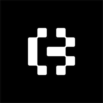 Futuristic letter C monogram crafted from pixelated blockchain nodes. Ideal for cryptocurrency exchanges, fintech startups, web3 platforms, or decentralized tech enterprises.