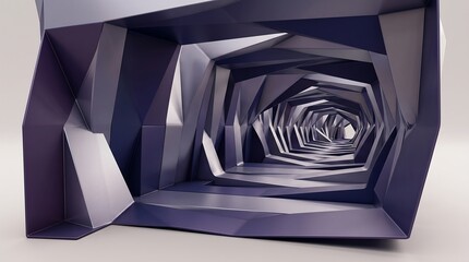 Obraz premium Abstract geometric tunnel with spiral pattern in black and white