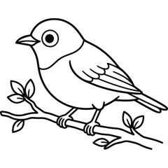 Fototapeta premium Cute cartoon bird sitting outline illustration