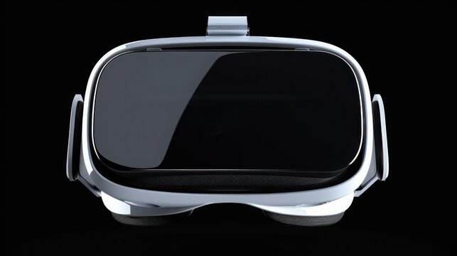 Modern virtual reality headset isolated on black background for digital technology concepts