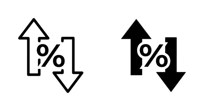 Percentage Up Down Arrows, Growth Decline Icons, Financial Trend Symbols, Business Data Vector Set