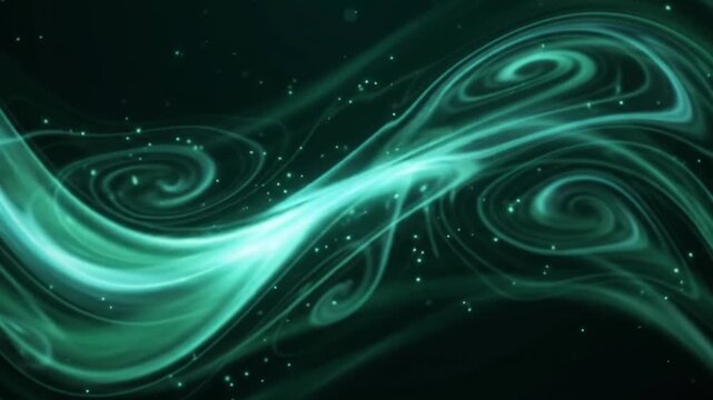 Emerald Swirls of Energy: Mesmerizing emerald green swirls dance and intermingle, creating an abstract tapestry of motion and light.