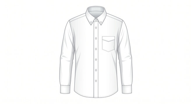 White long sleeve collared button down shirt vector illustration