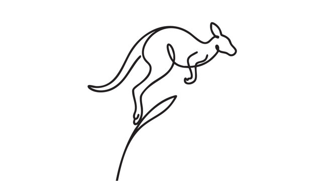 kangaroo jumping in a single continuous line drawing featuring animal