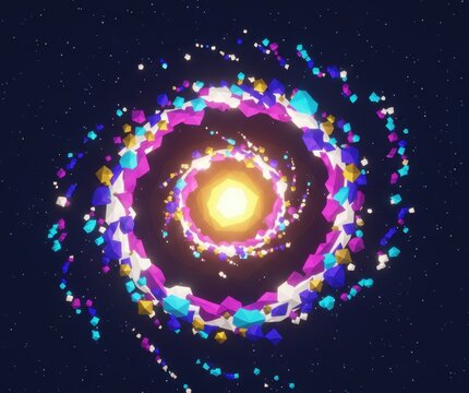 Galaxy swirl spiral concept colorful illustration low poly concept geometry