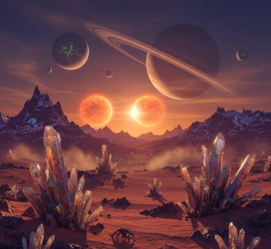 Fantasy and science fiction landscape concept art astronomy alien world