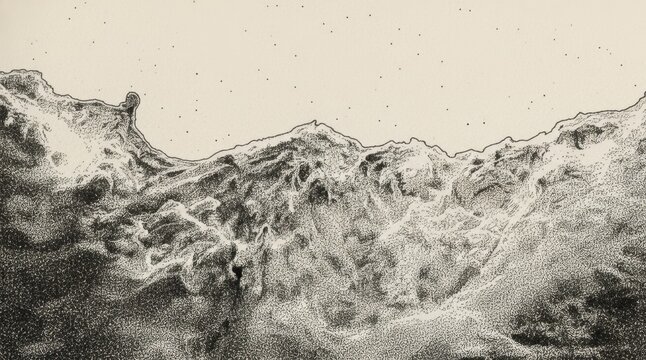 Pencil sketch draw detail concept white and black waves ocean