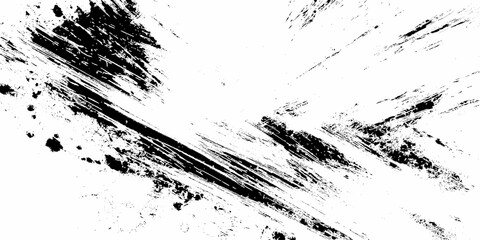 Obraz premium black and white grunge texture background with bold ink brush strokes, splatters, and dynamic scratch mark overlay