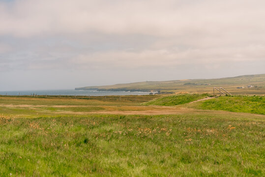 Dun Briste, a famous sea stack at Downpatrick Head on the Atlantic coast of County Mayo, Ireland August 23, 2026.