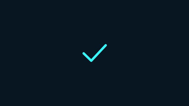 Confirmation checkmark symbolizing completion and success on a dark background
