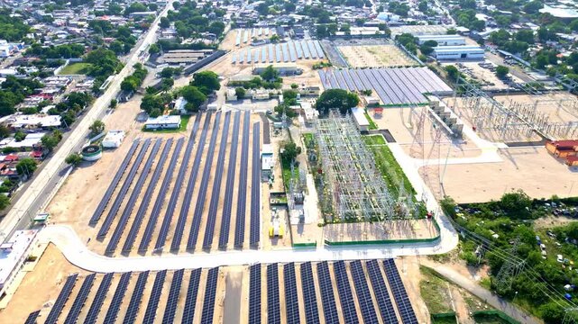 Urban solar farm producing clean renewable energy