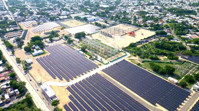 Urban solar farm producing clean renewable energy