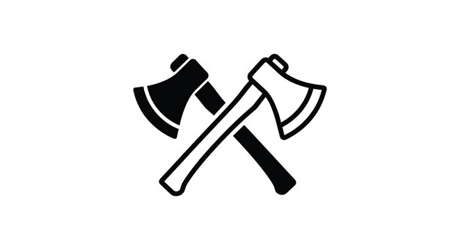 Crossed Axes Silhouette On White Background Black And White Design