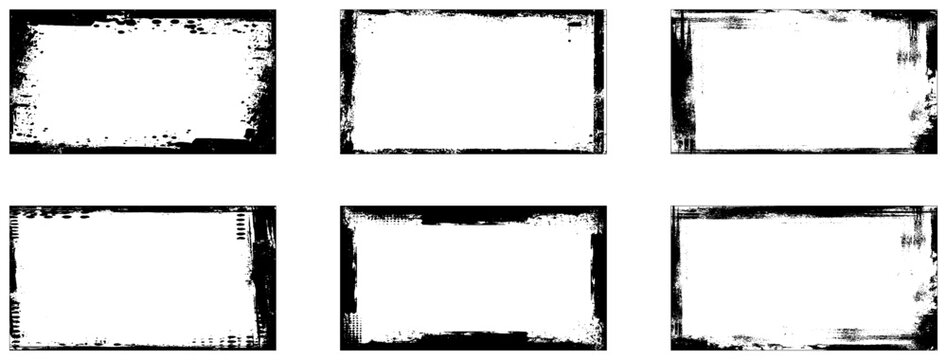 Hand Drawn Grunge Rectangle Frames Vector Set. 