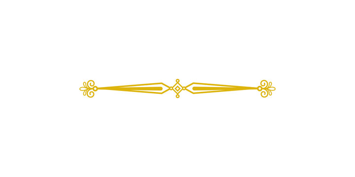 Elegant gold vintage decorative divider isolated on transparent background
