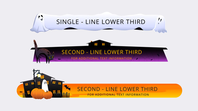 Set of lower third or media broadcast design with Happy Halloween .