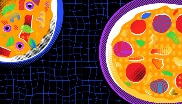Pizza abstract futuristic background. Vector illustration