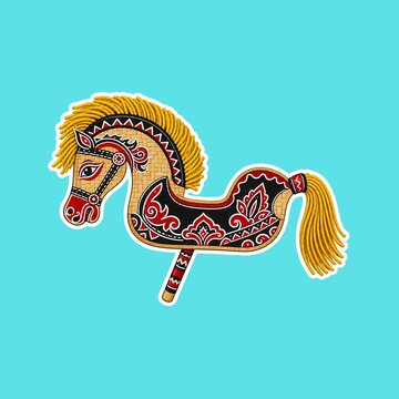 Indonesian Kuda Lumping Woven Bamboo Flat Horse Vector Sticker