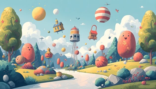 cartoon illustration of a park