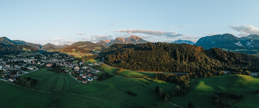 Sunset vibe of Windischgarsten and Totes Gebirge in upperaustria, pyhrn priel region