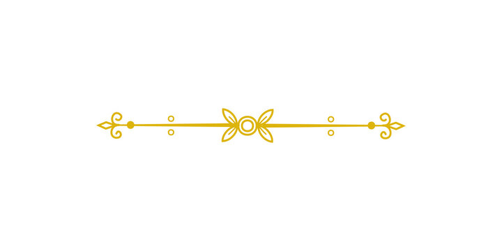 Elegant golden vintage decorative divider isolated on transparent background