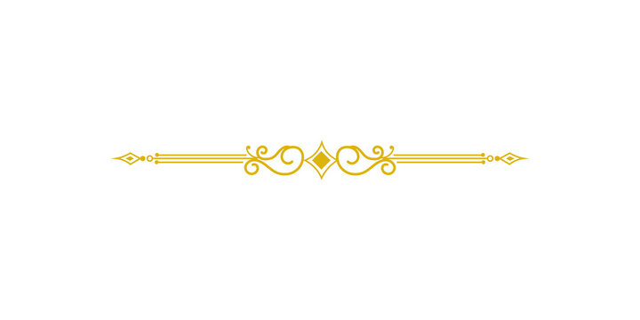 Elegant gold vintage ornamental divider isolated on transparent background
