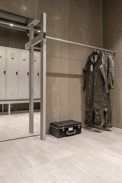 Pilot Suit and Equipment in Hangar Locker Room